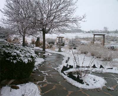 march snow in the garden