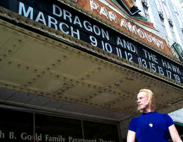 under the Historic Paramount Theatre marquee